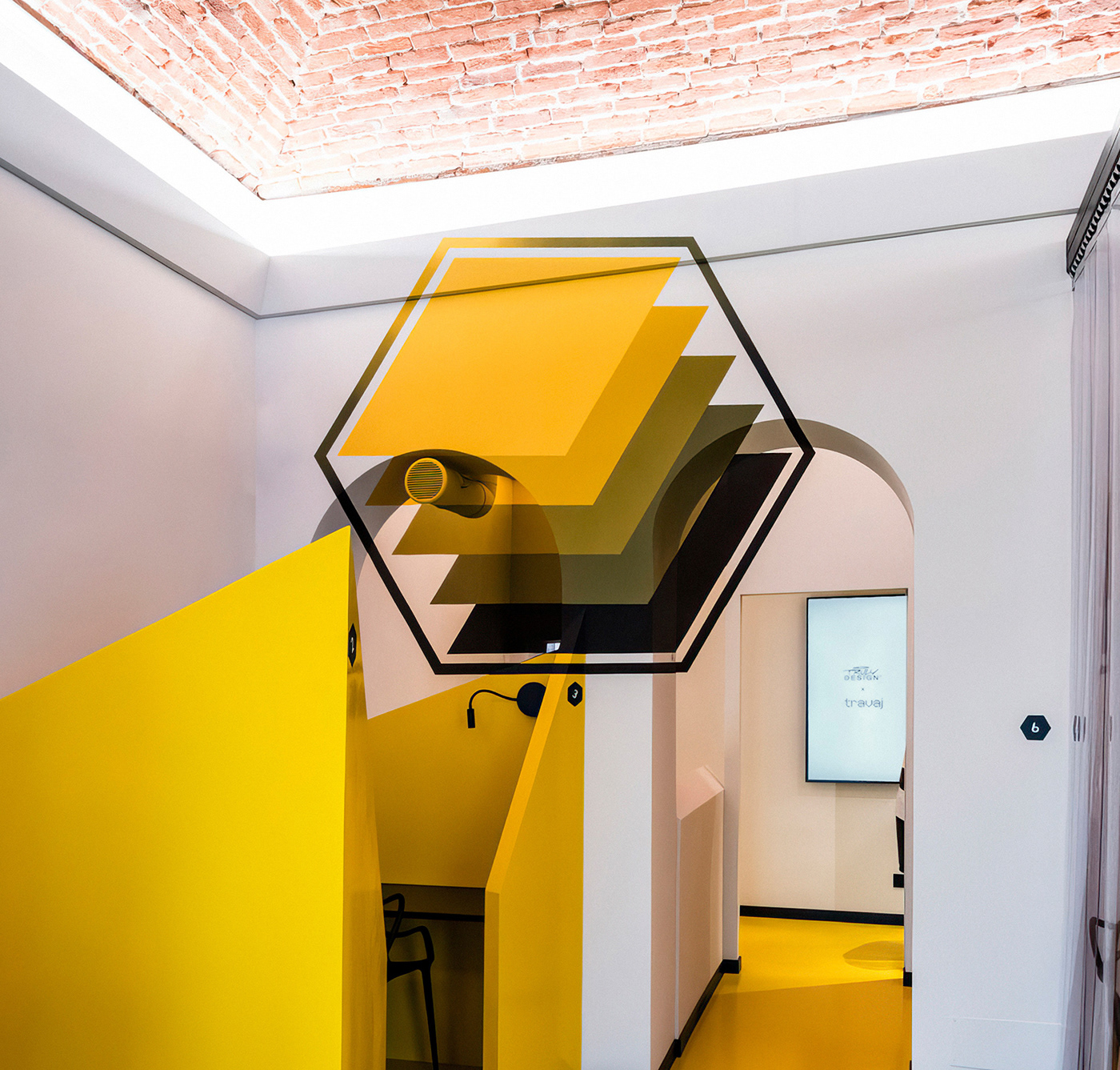 anamorphic geometric bauhaus abstract modern art interior design  coworking optical Office Design Graffiti