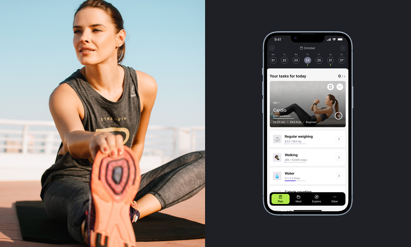 healthy Food  Minimalism clean app UI/UX sports fitness training Mobile app