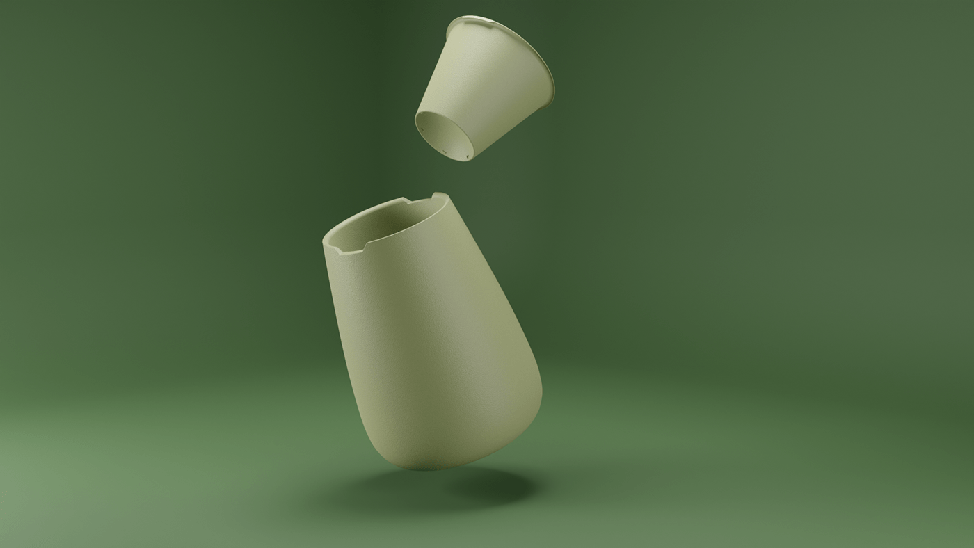 3D botanical design flower garden industrial design  plastic recycle Vase