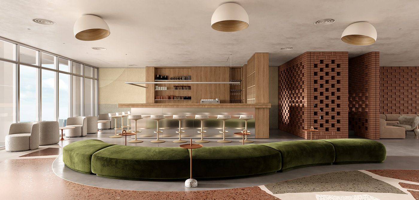interior design  hotel Lobby food court design visualization