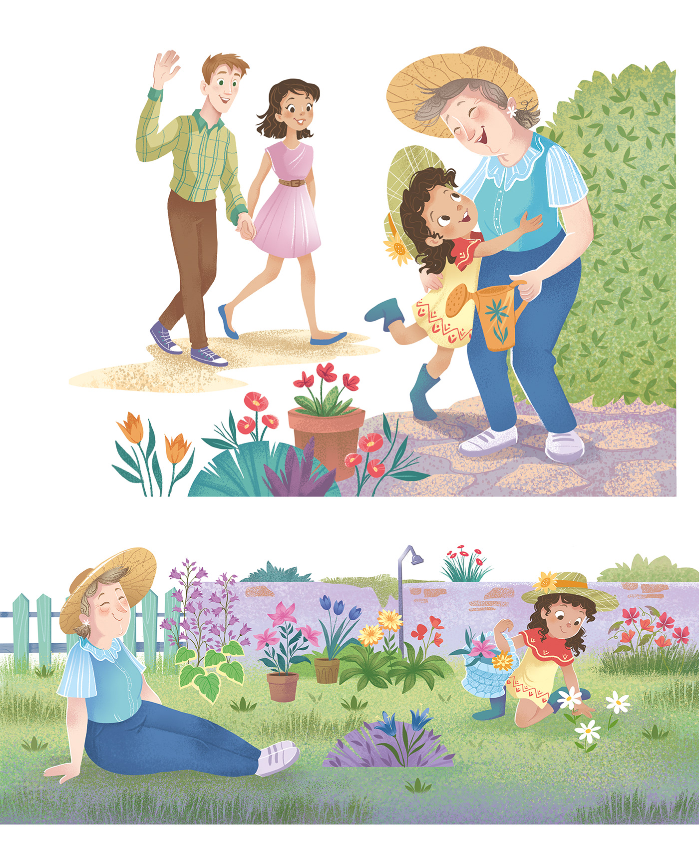children children's book decorative digital paint editorial Flowers ILLUSTRATION  Love Nature sweet