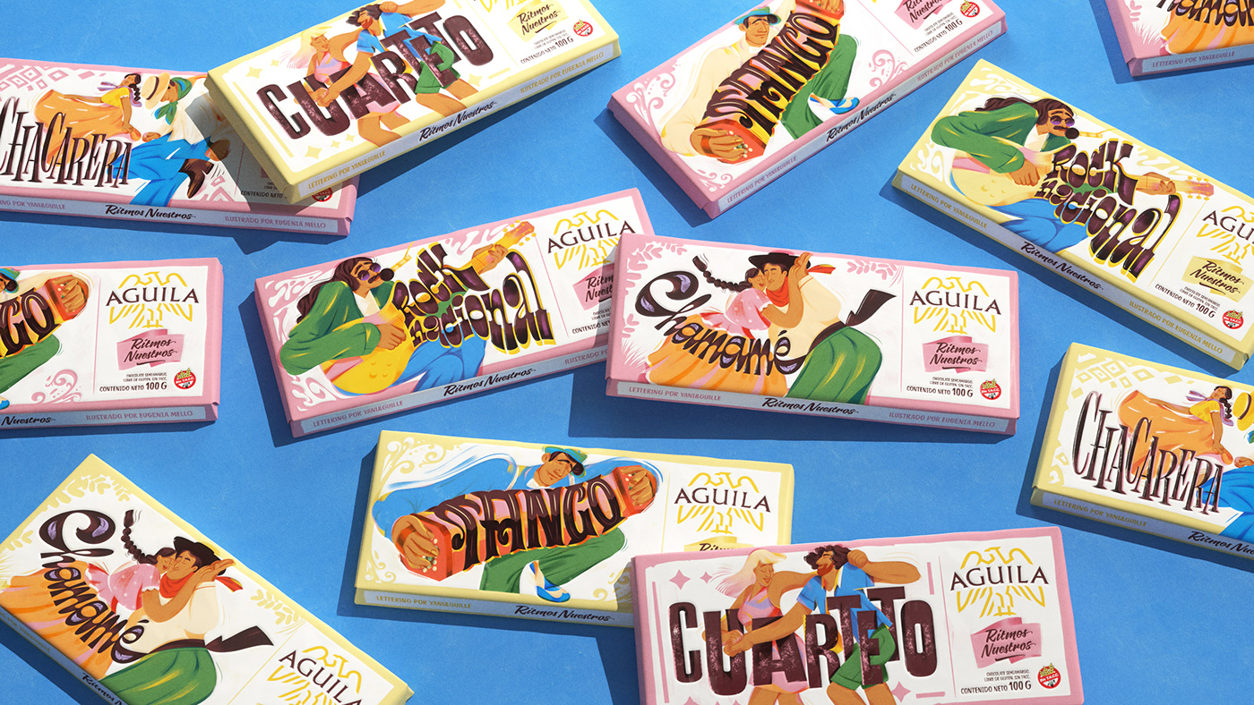 aguila Chacarera chamame chocolate cuarteto ILLUSTRATION  lettering Packaging rock tango