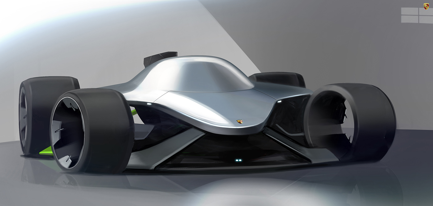 car automotive   transportation design concept Porsche vision sketch Render
