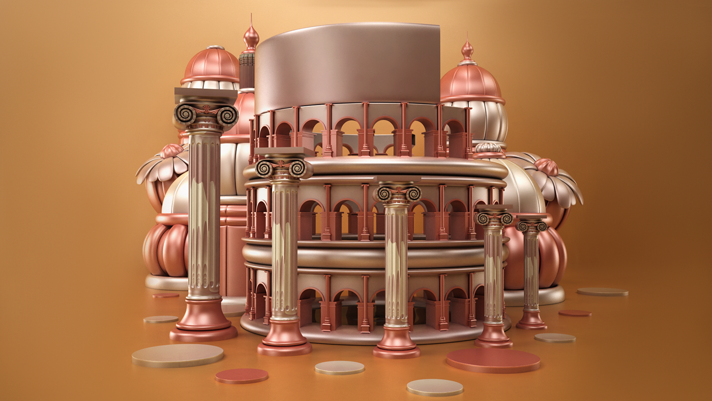 color London roma persia PHARAONIC Icon 3D abstract ILLUSTRATION  Render