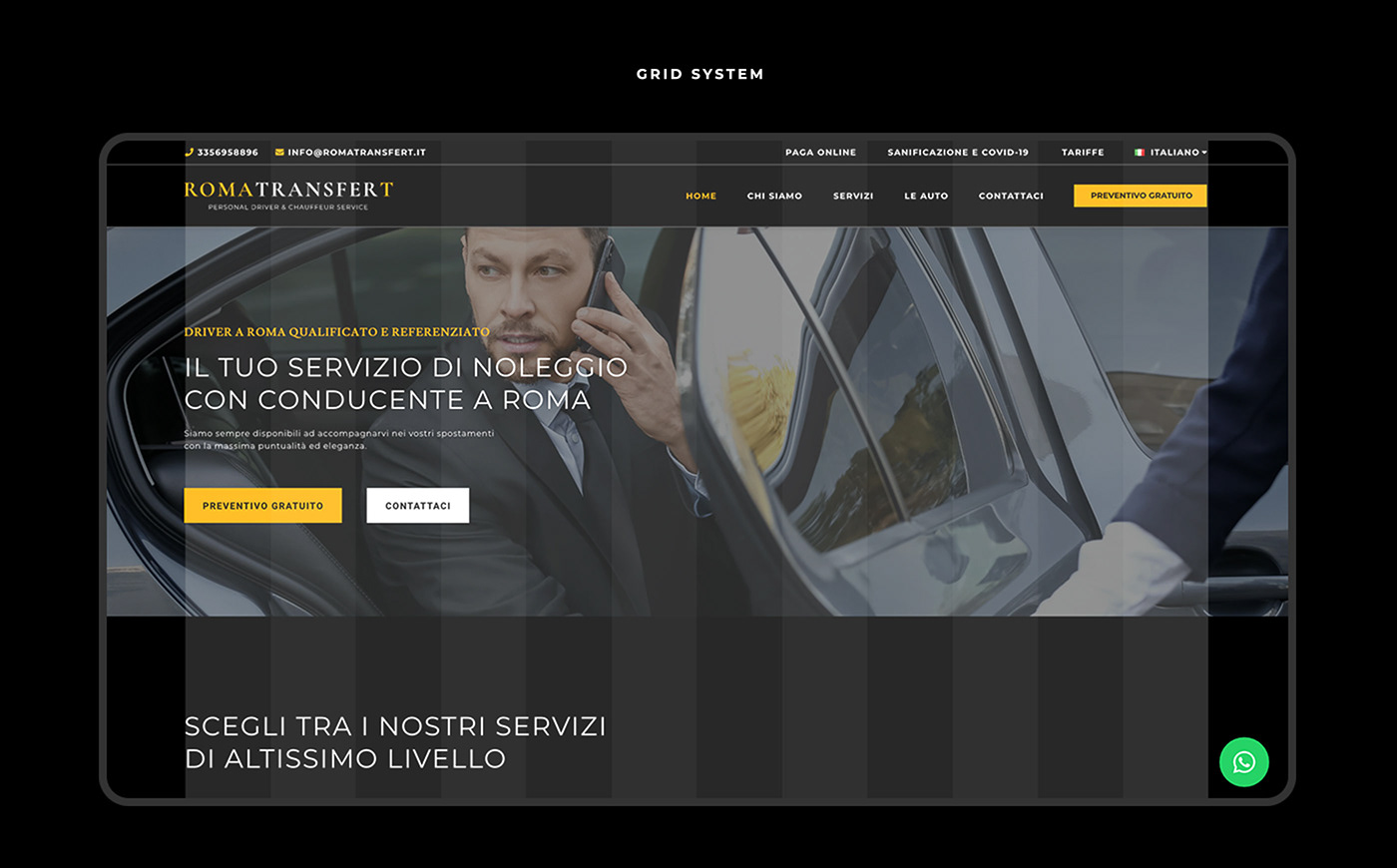 chauffeur driver elegant luxury minimal private driver roma service TRANSFER Website