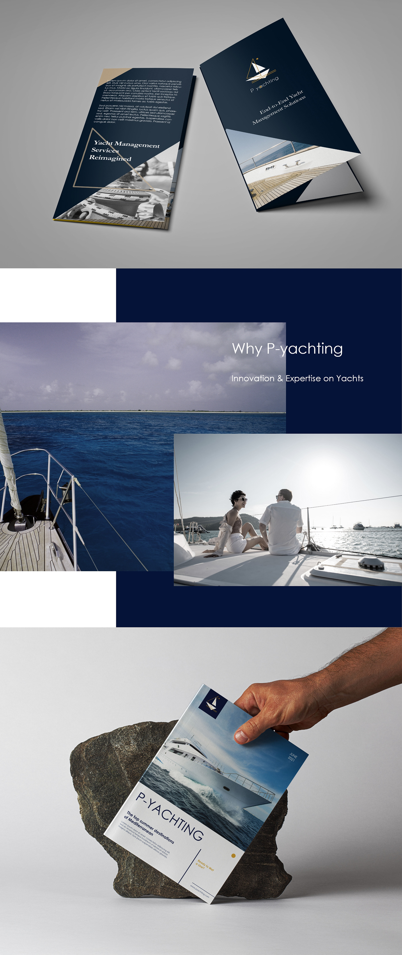 Brochure and magazine design for yachting company.