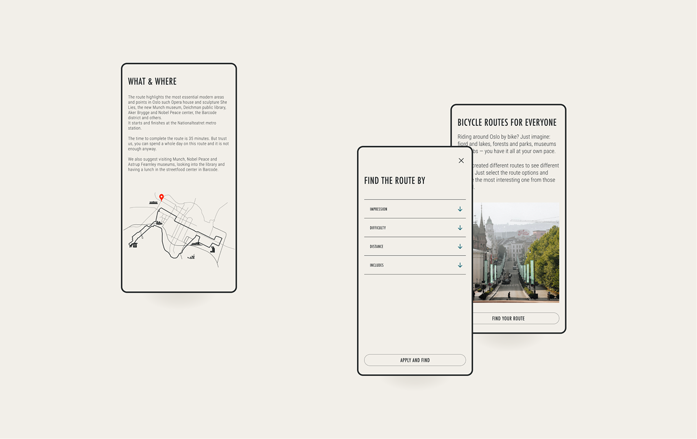 Bicycle Bike design map norway oslo Responsive routes Travel ux/ui