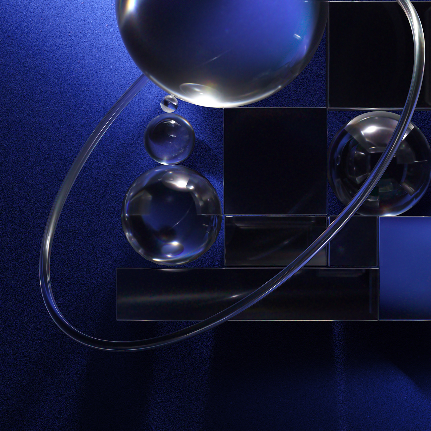 3D balance bauhaus geometric glass gradient light realistic