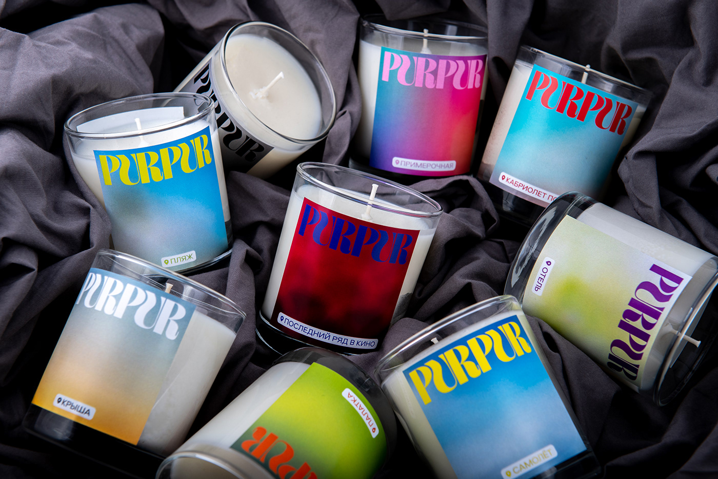 Aroma blur bright candles colorful gradient location Packaging sex