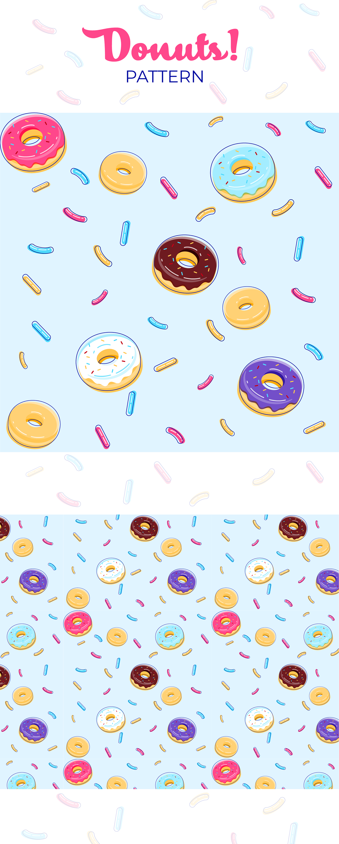 donut Donuts Drawing  graphic design  ILLUSTRATION  Illustrator illustrator on ipad made in beta pattern sprinkles