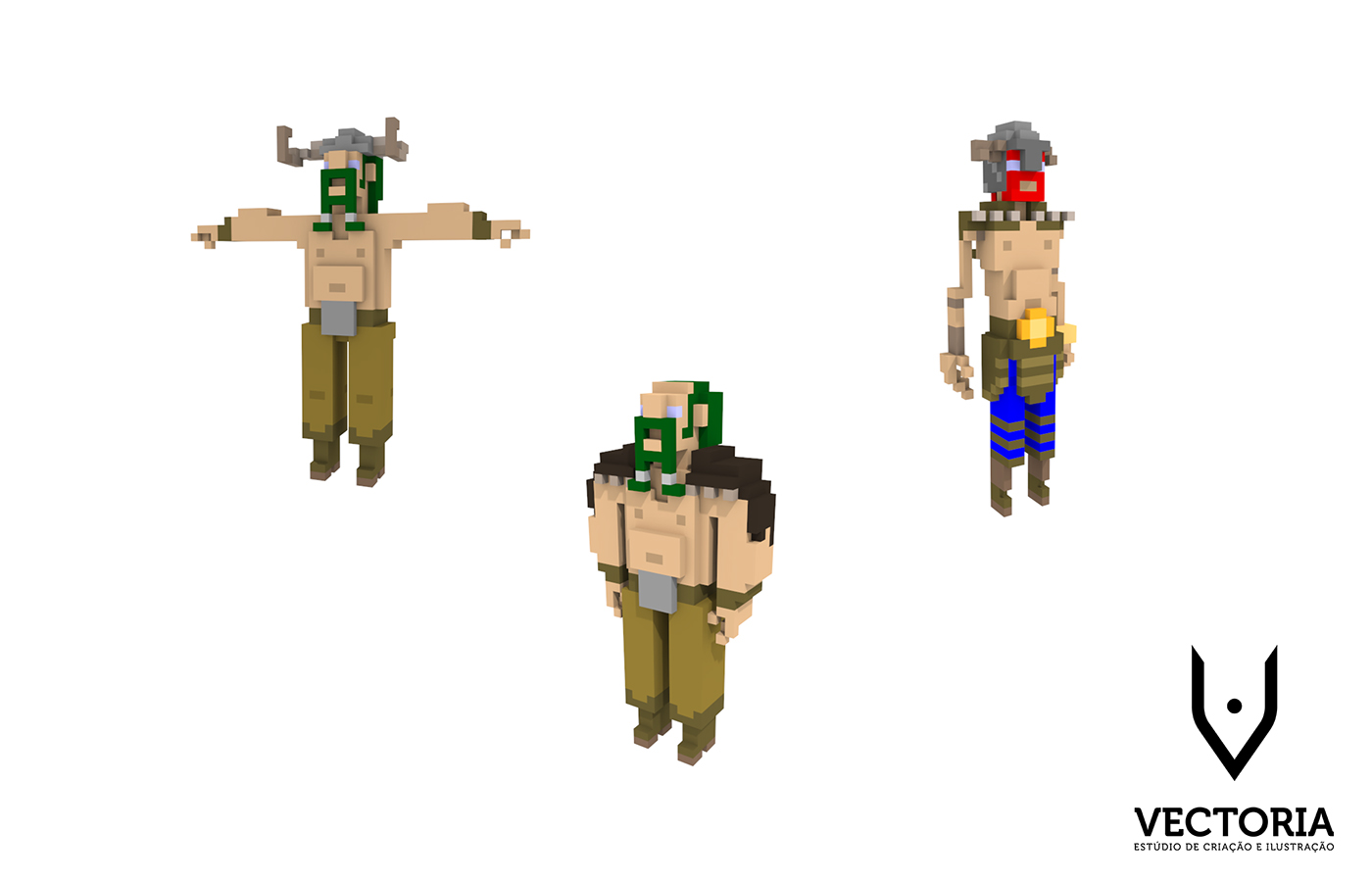 3D voxel design de personagem ativos marcelobsp vectoria