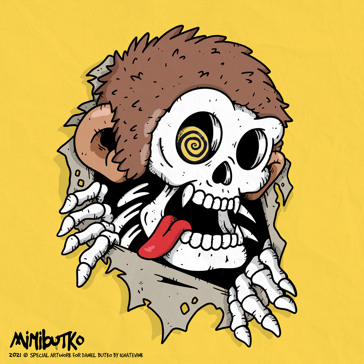 art artwork boy cartoon ILLUSTRATION  monkey Procreate skate skater skull