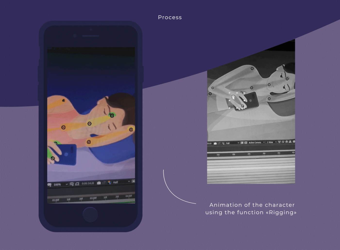 animation  girl Illustation motion night phone sleep