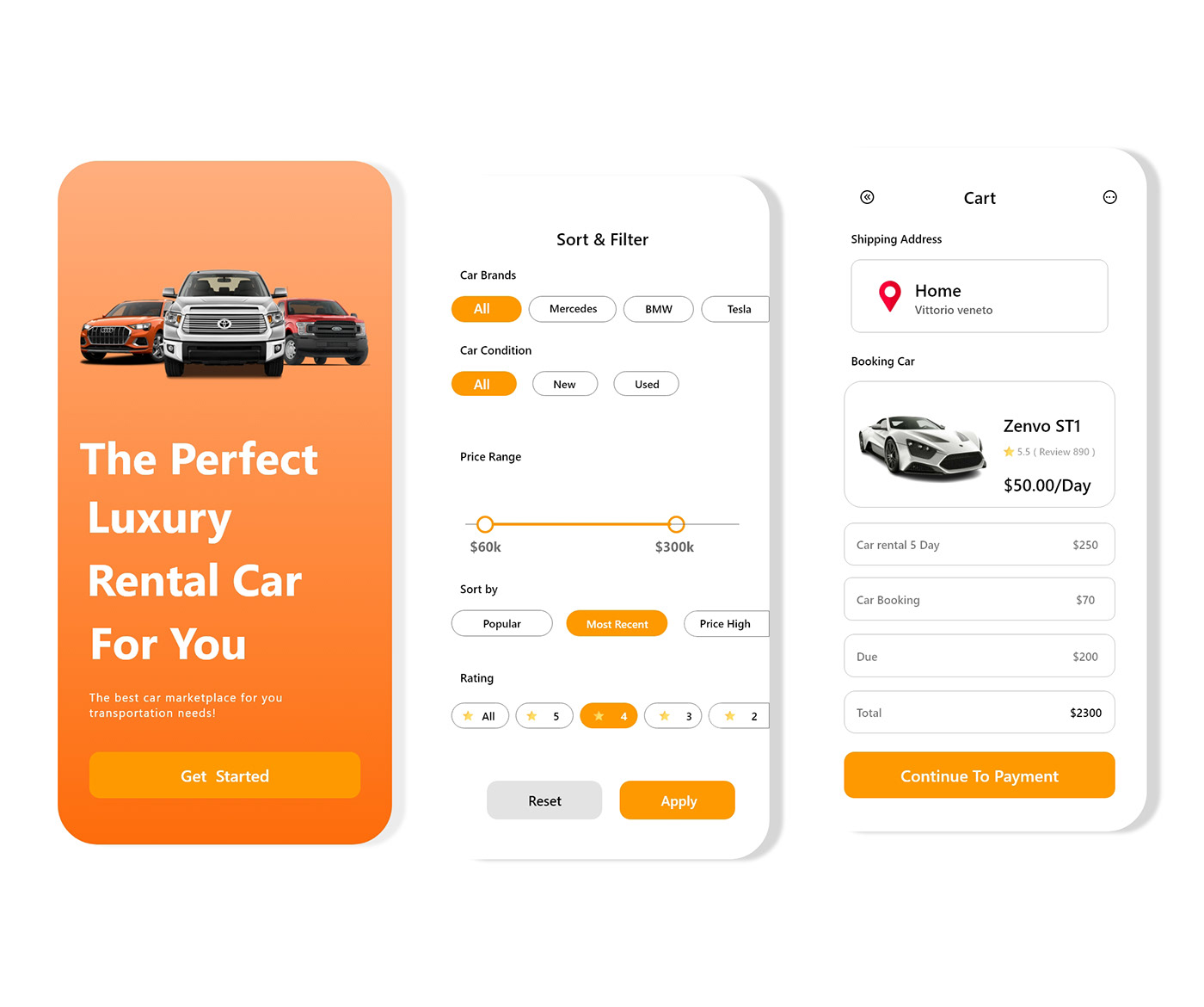 car rentacar designer uiux app design mobile ui design carrental