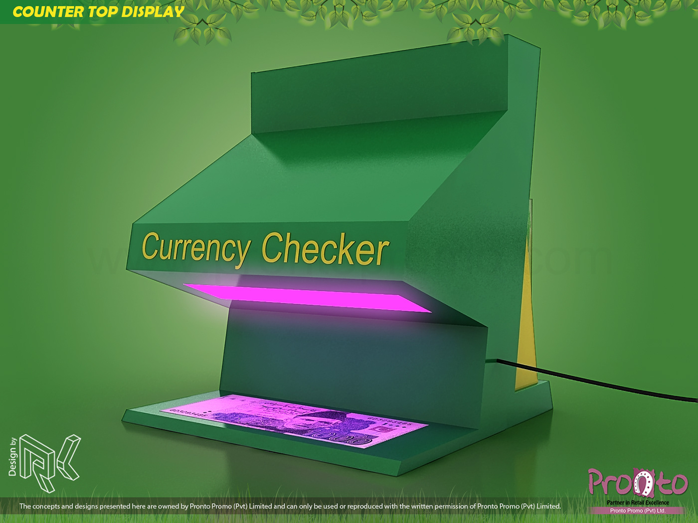 Greentea Lipton tea counter top parasite Display Stand currency checker