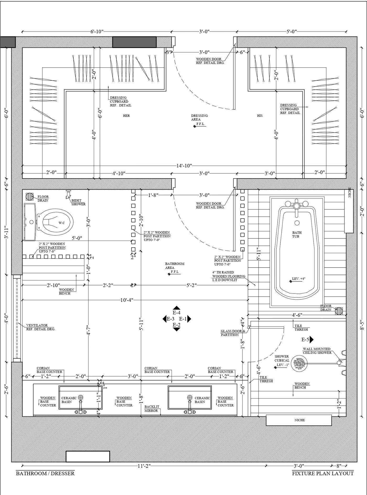 residential bathroom architecture design details working Drawing  autocade