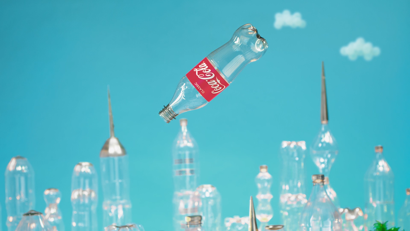 Coca-Cola recycling bottle love story stop motion Character design  stop frame plastic cardboard can