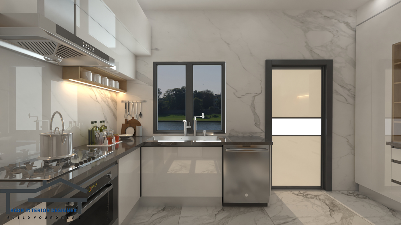 Render interior design  3ds max modern architecture visualization vray 3d modeling kitchen kitchen design