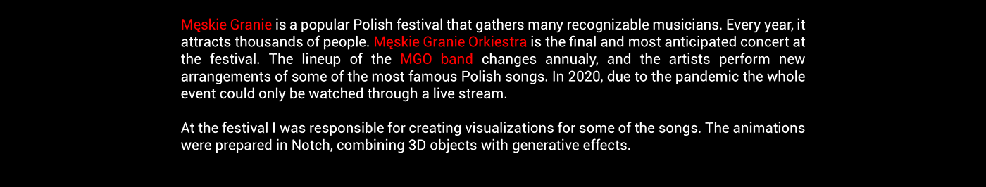 Notch visuals concert 3d animation musicfestival animation  3D Procedural Livevisuals męskiegranie