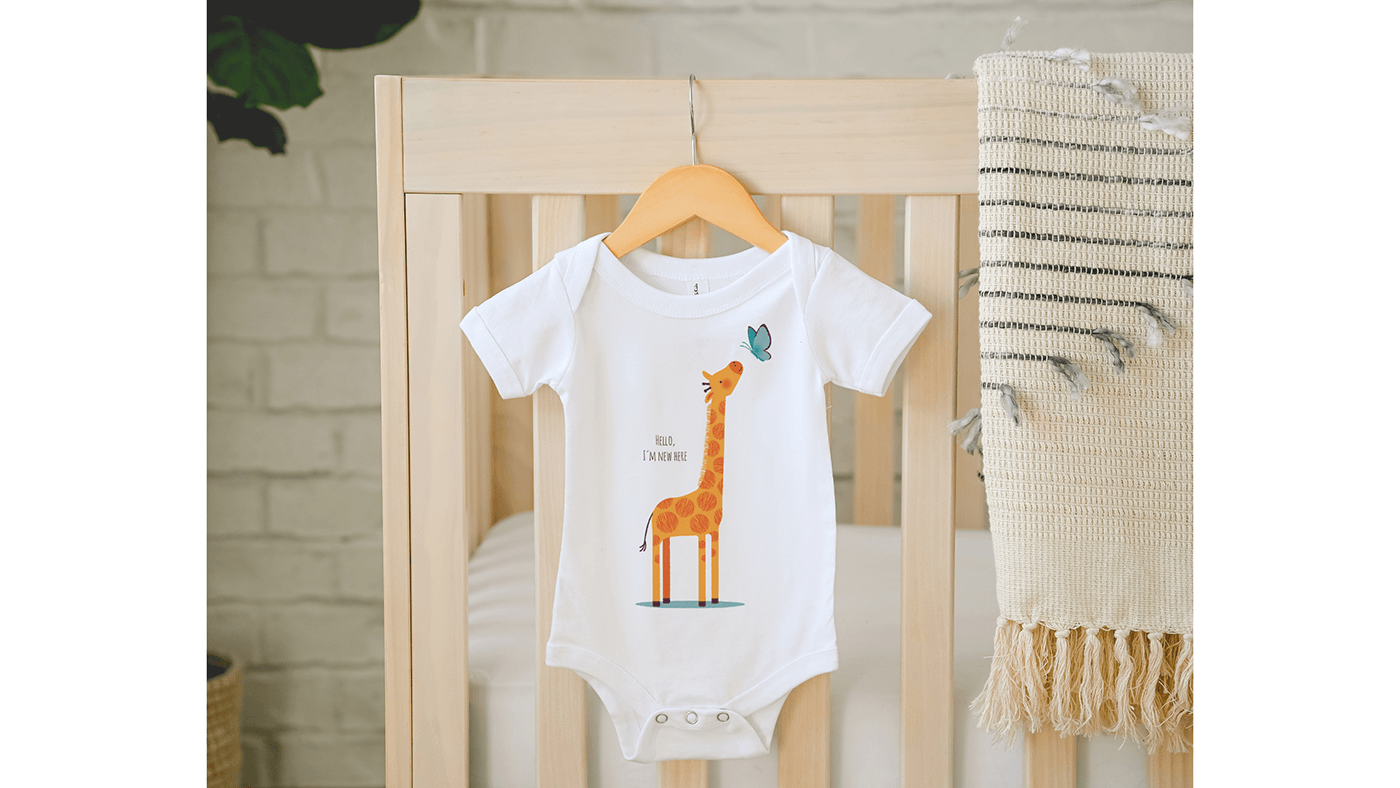ILLUSTRATION  vector baby cute giraffe butterfly textile pattern adobe illustrator Graphic Designer