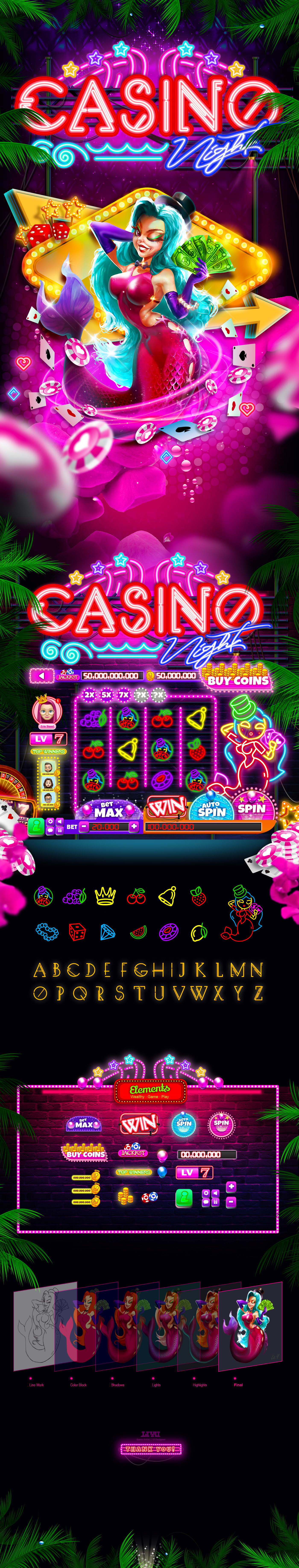 casino concept digital painting gambling game ILLUSTRATION  marketing   mermaid UI ux