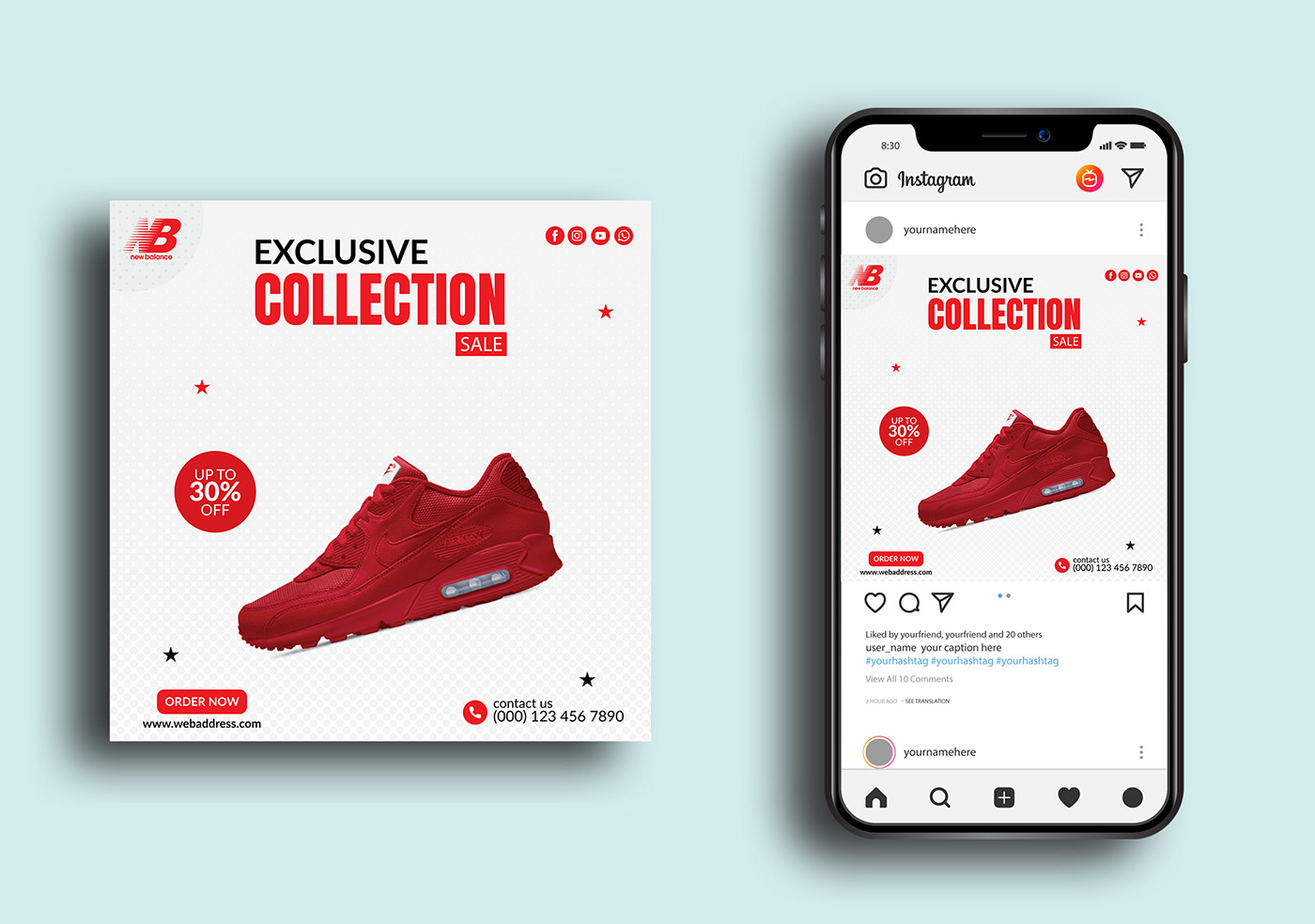 discount Ecommerce graphic design  Instagram Post Order product Product banner sale design Shoe Banner Social Media Design