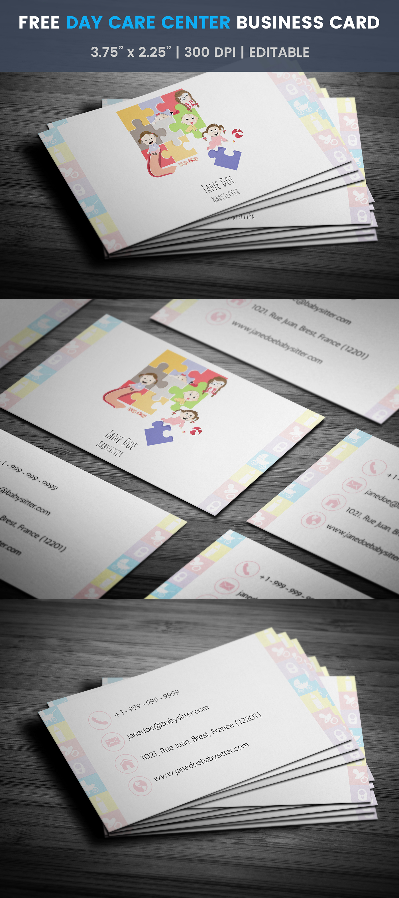Babysitting Business card design babysitter child care Day Care Centre business card