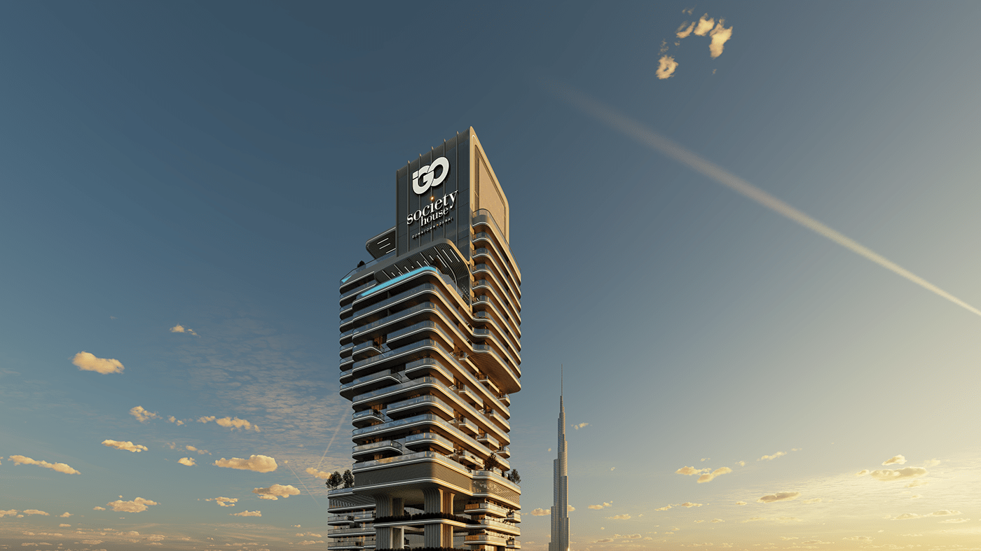 tower residential dubai Burj Khalifa architecture design concept garden rooftop UAE