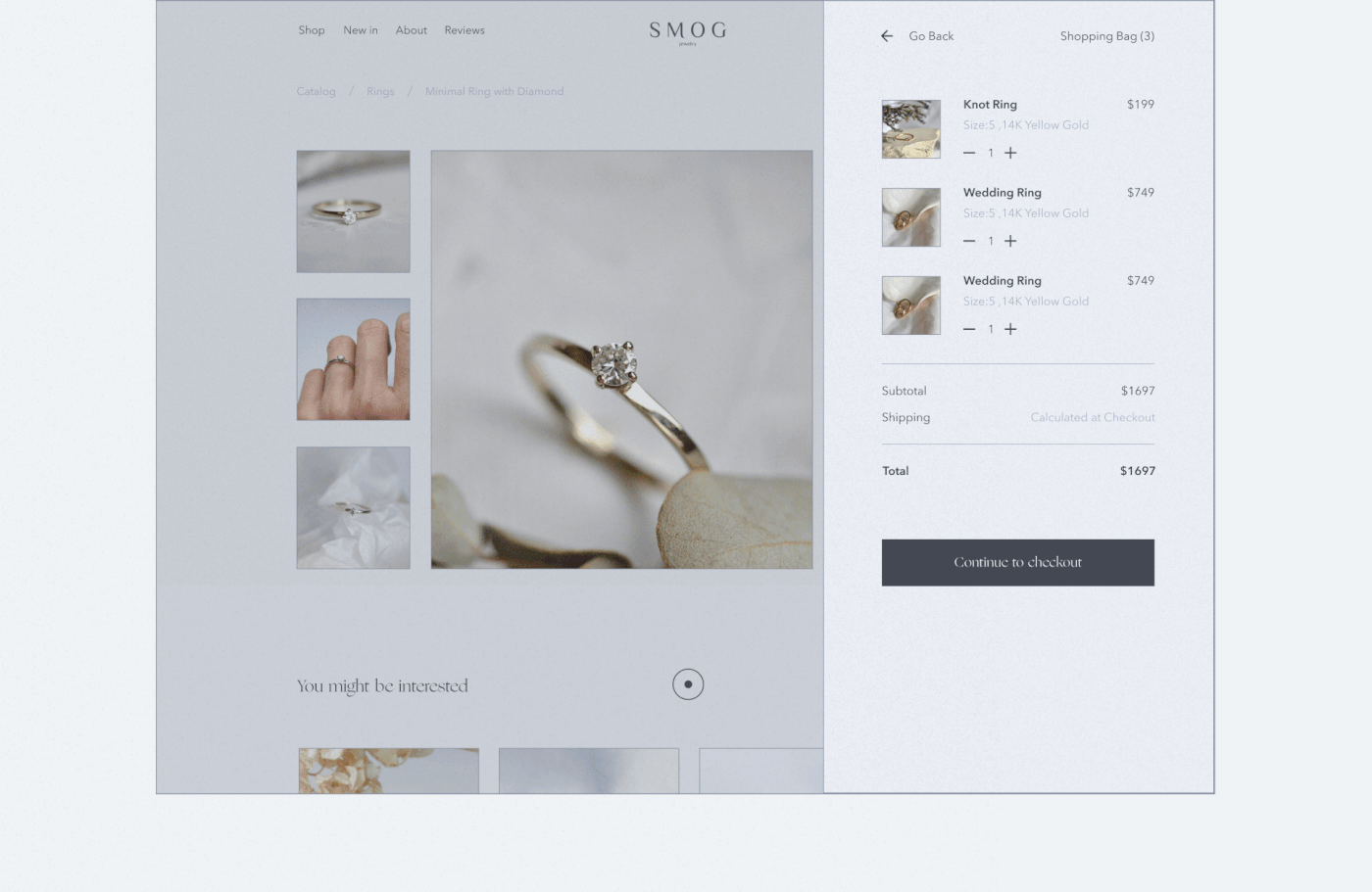 e-commerce Jewellery jewelry minimal UI/UX user interface Web Design  Website redesign user experience