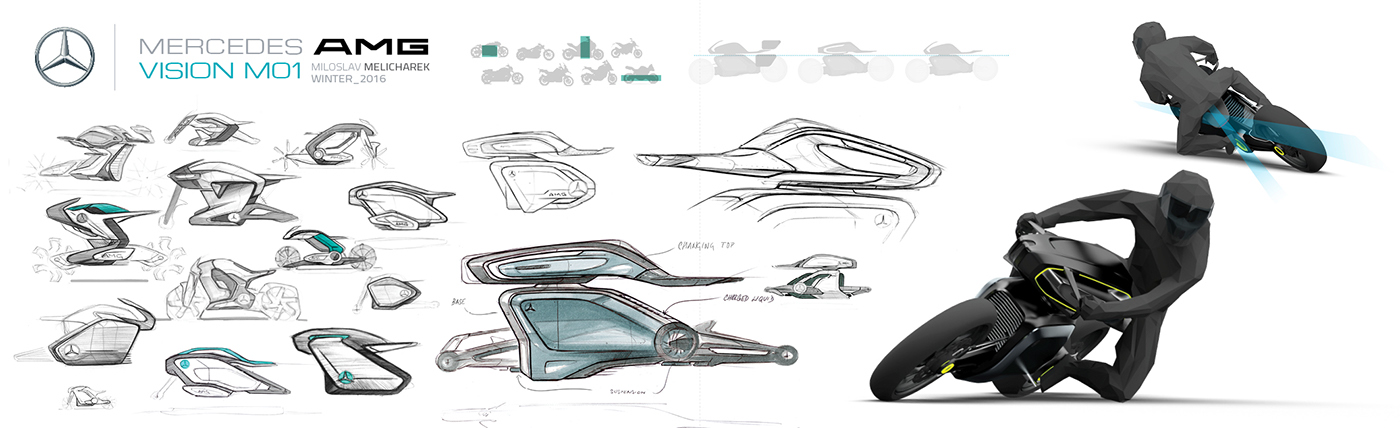 mercedes AMG motorcycle design sketching 3D modelling rendering