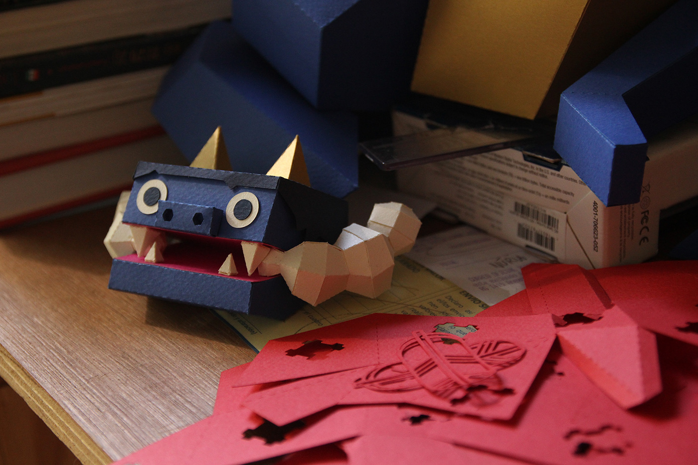 papercraft lowpoly yokai oni demon smoke kimono japan