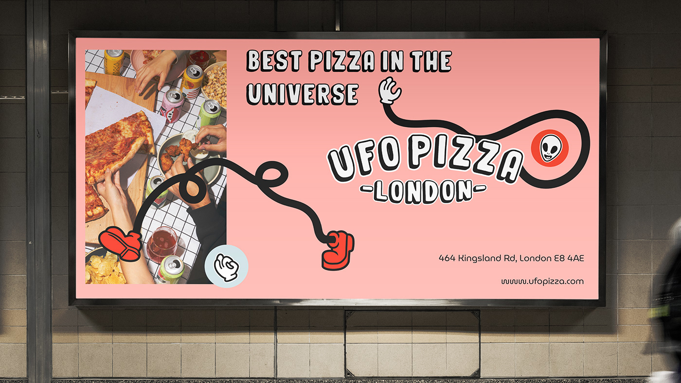adobe illustrator artwork branding  cartoon Digital Art  ILLUSTRATION  logo Logo Design Pizza UFO