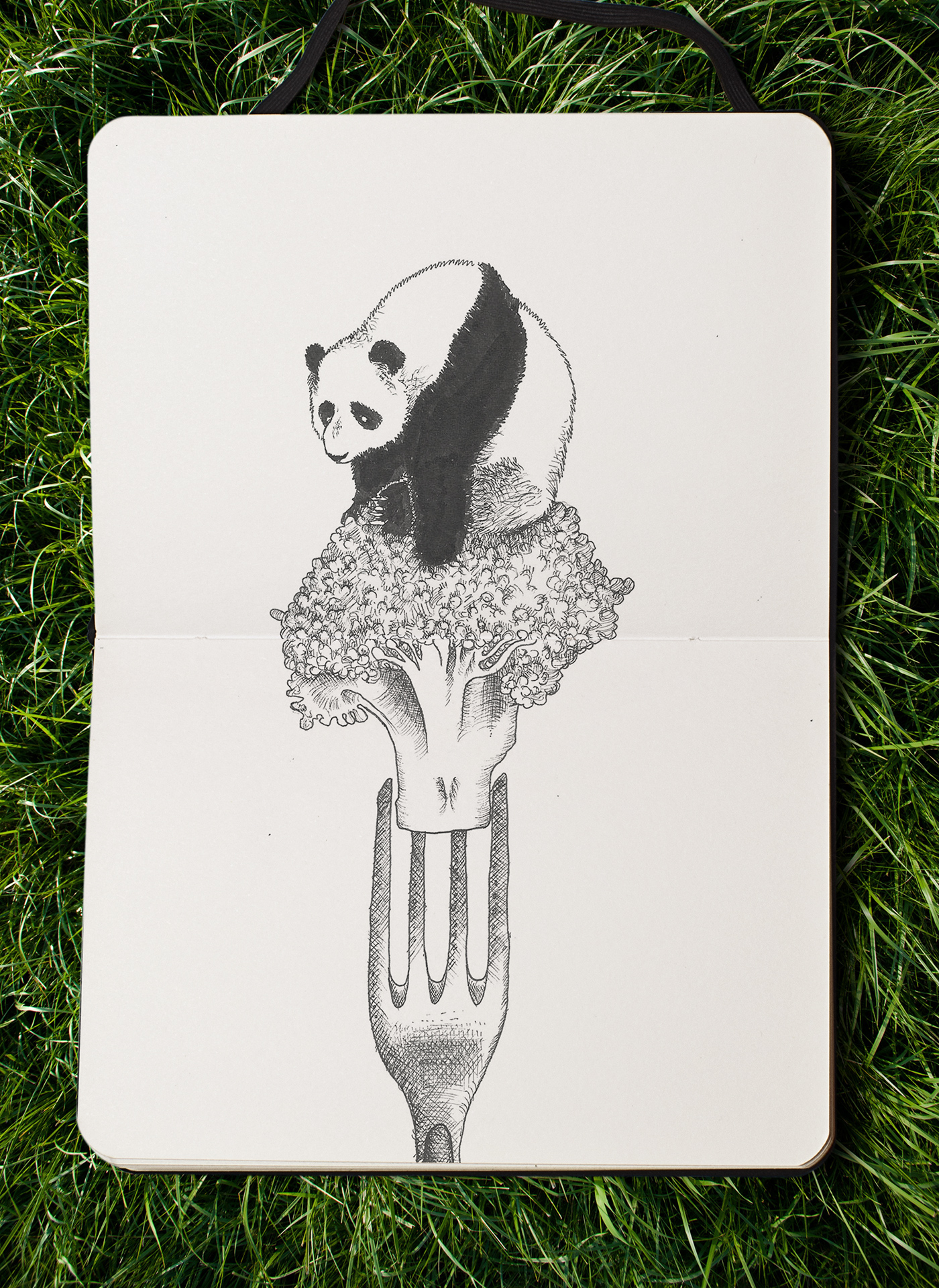 ILLUSTRATION  doodles ink sketchbook Drawing  Panda  mermaid bear stiliyana petrova
