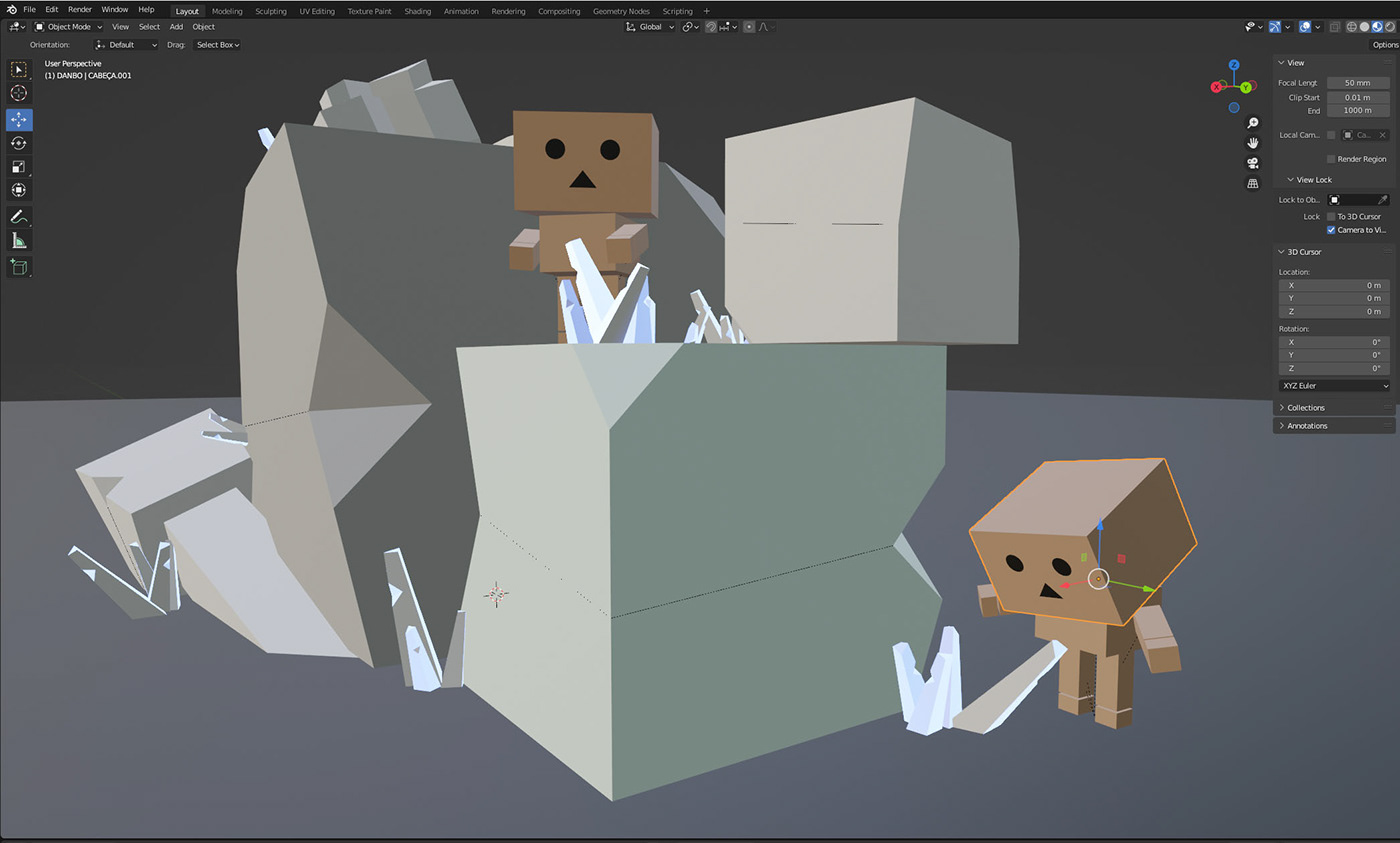 belnder Character cristais cristals danbo Digital Art  Game Assets Low Poly lowpoly rock