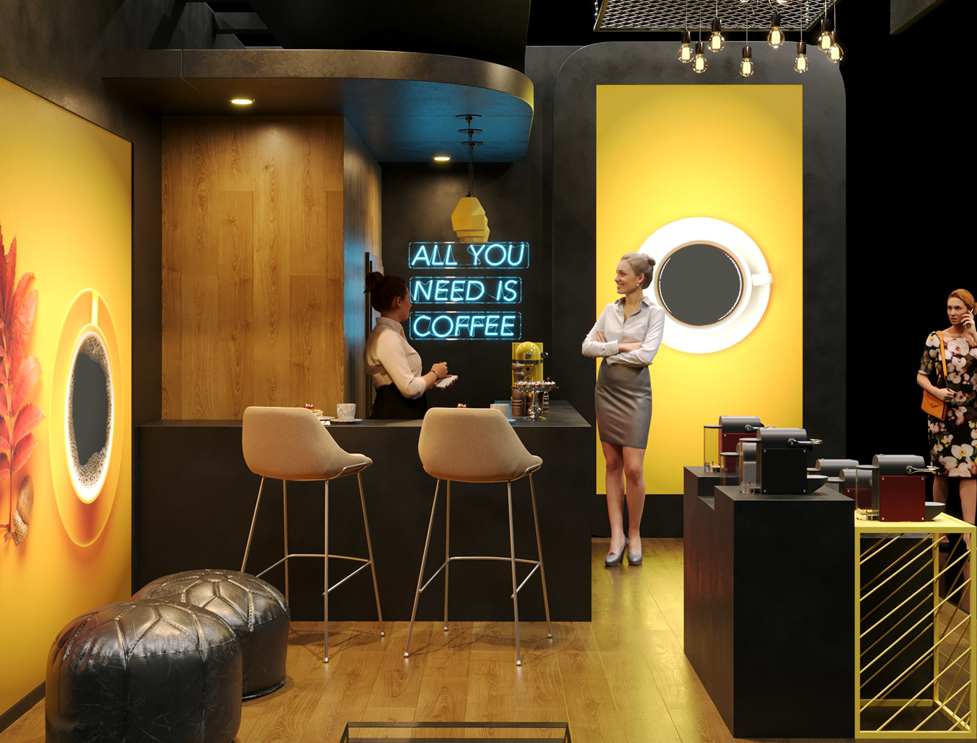 3ds max Render 3D corona visualization architecture Exhibition  Event Design cafe Coffee