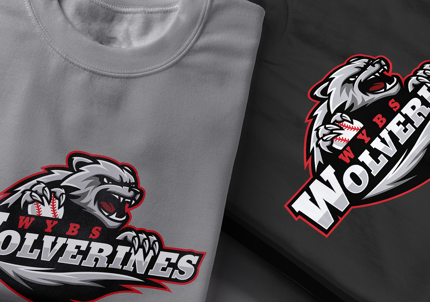 esport esports game baseball mascot logo badge team logo wolverines Logo Design Baseball T-Shirt design