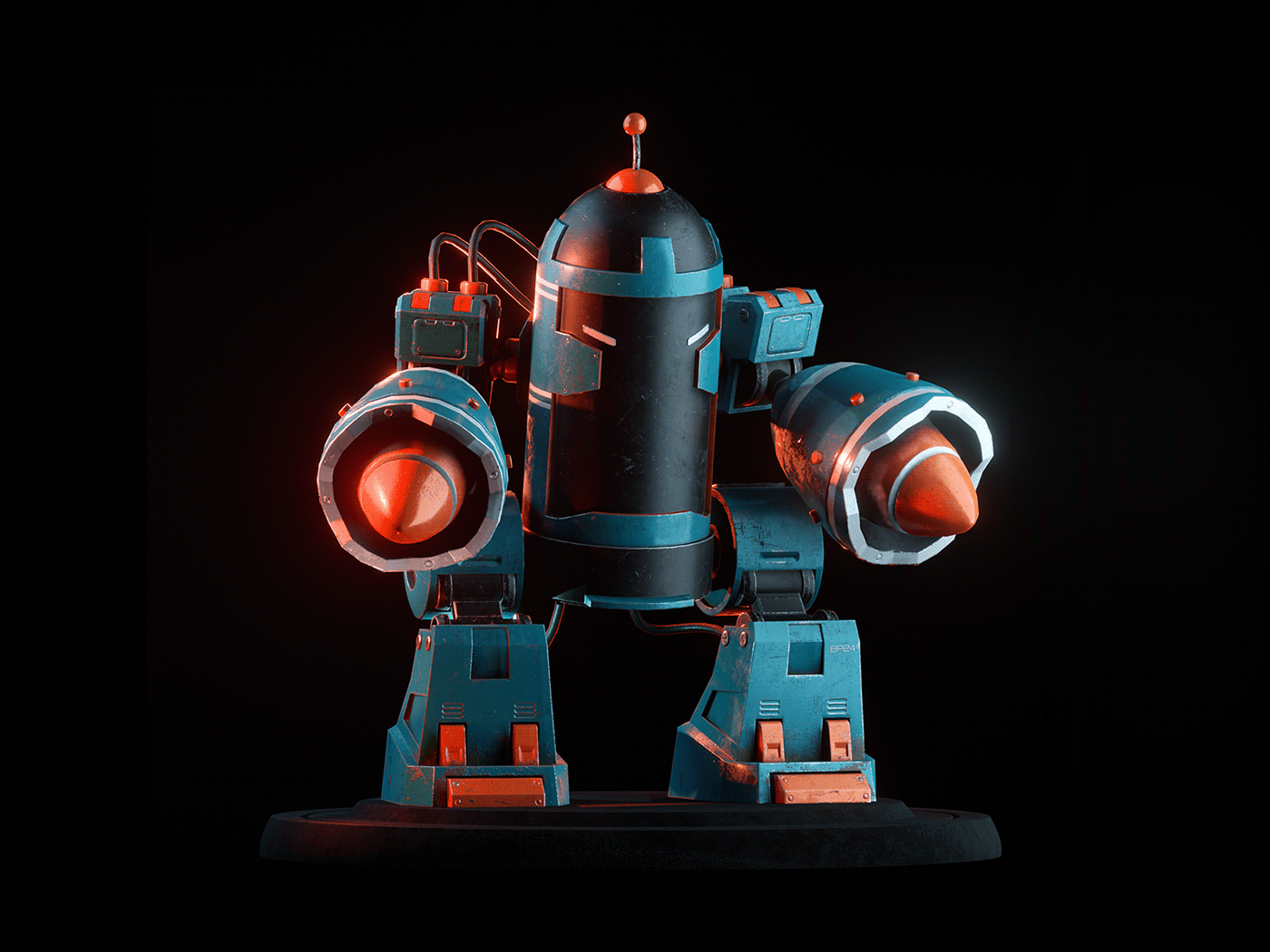 3D blender Substance Painter robot game design  Retro material concept art mech android