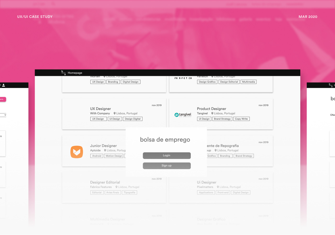 Adobe XD concept Fine Arts  Job Platform prototype user experience user interface