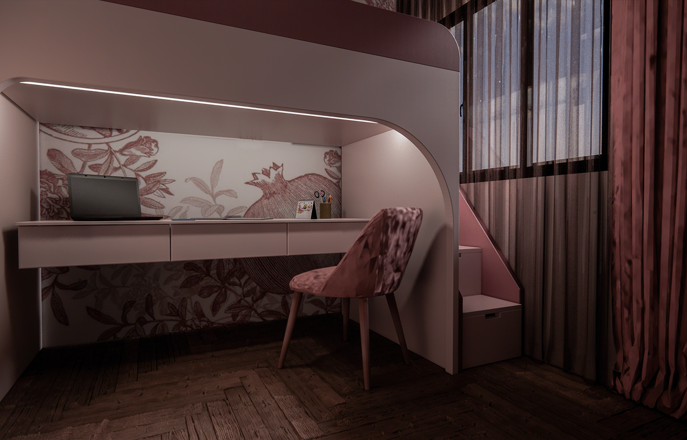 interior design  modern Render girlbedroom Girl bedroom visualization design solutions Enscape Render