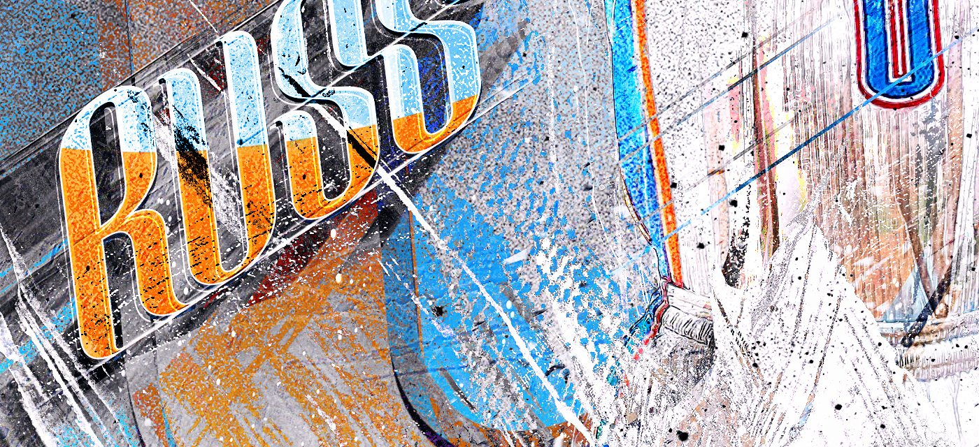 Russell Westbrook OKC thunder NBA basketball sports art Westbrook grunge texture paint