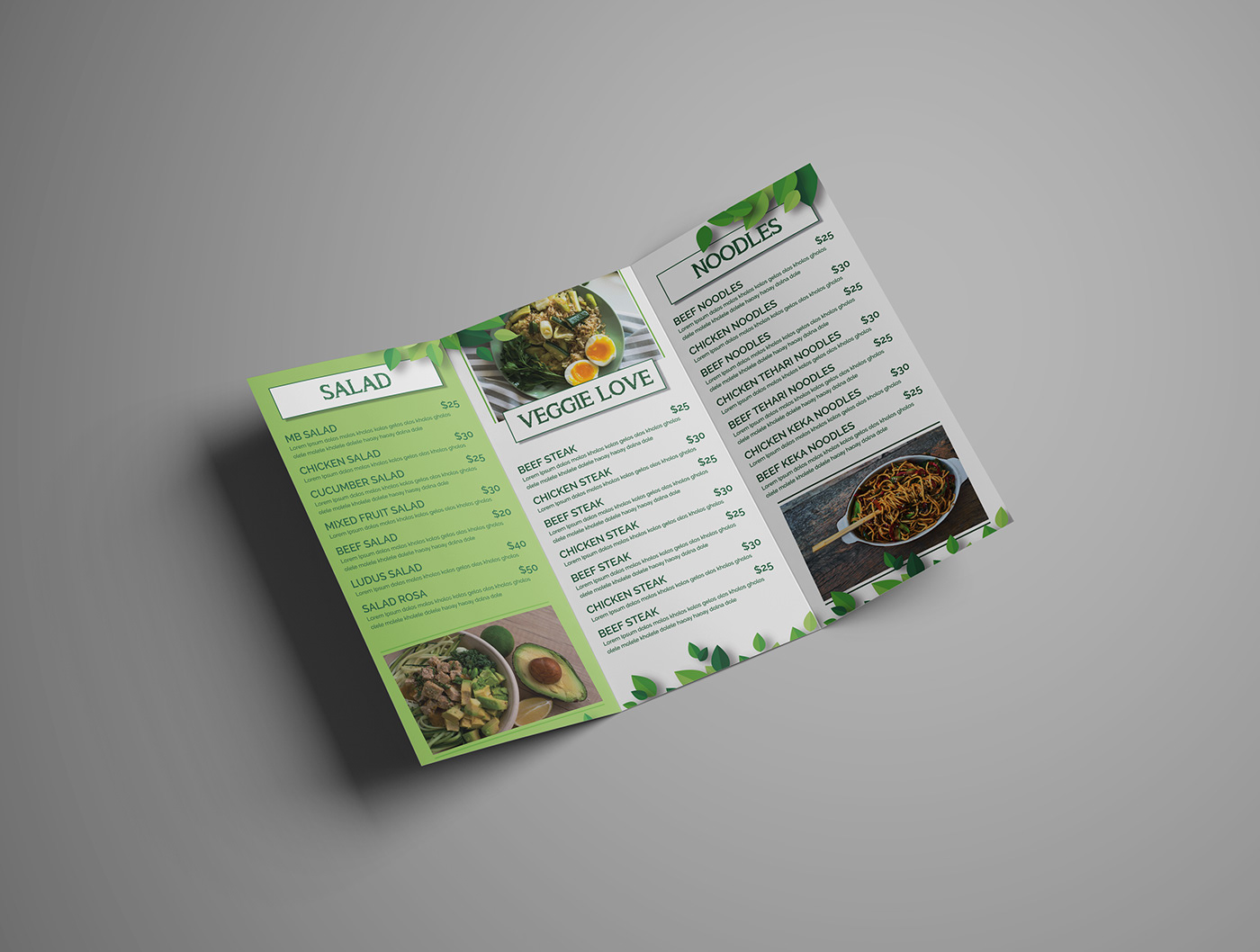 food menu menu restaurant restaurant brochure tri-fold tri-fold brochure creative brochure design a4 clean