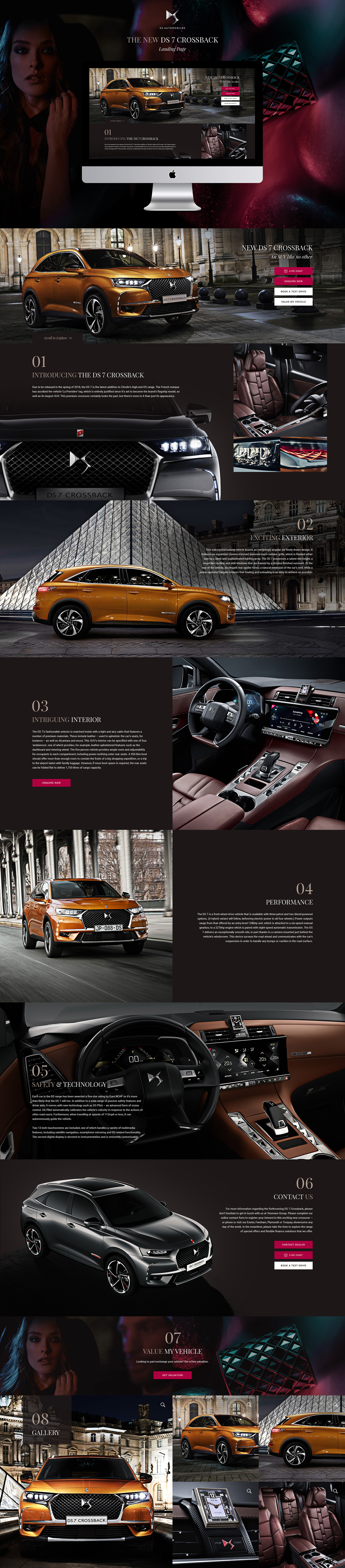 DS 7 Crossback landing page Auto Website car mock up Responsive Design Dekstop