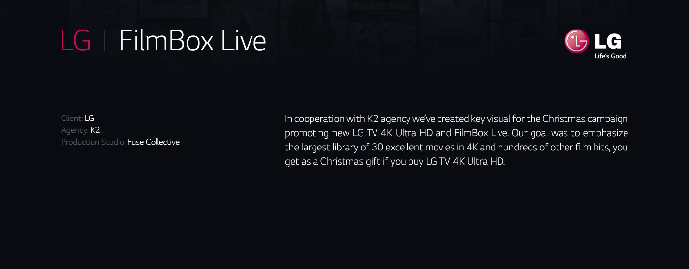 Adobe Portfolio lg filmbox tv live Christmas gift fuse dark CGI