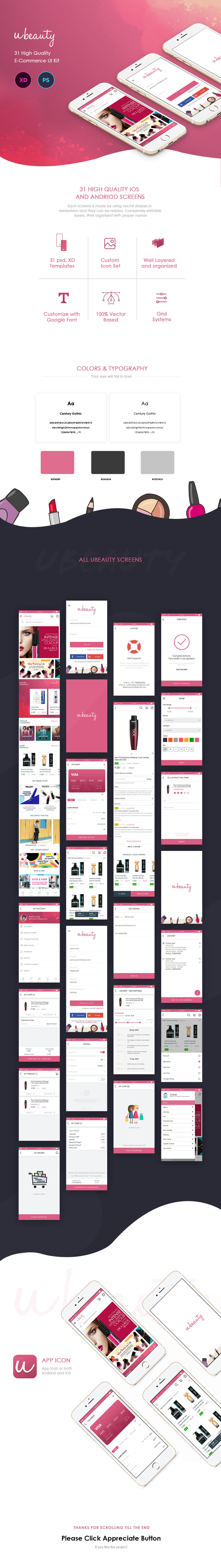 ubeauty ui ux UI app ui ui kit Ecommerce online store Syal UI UX Fashion  beauty