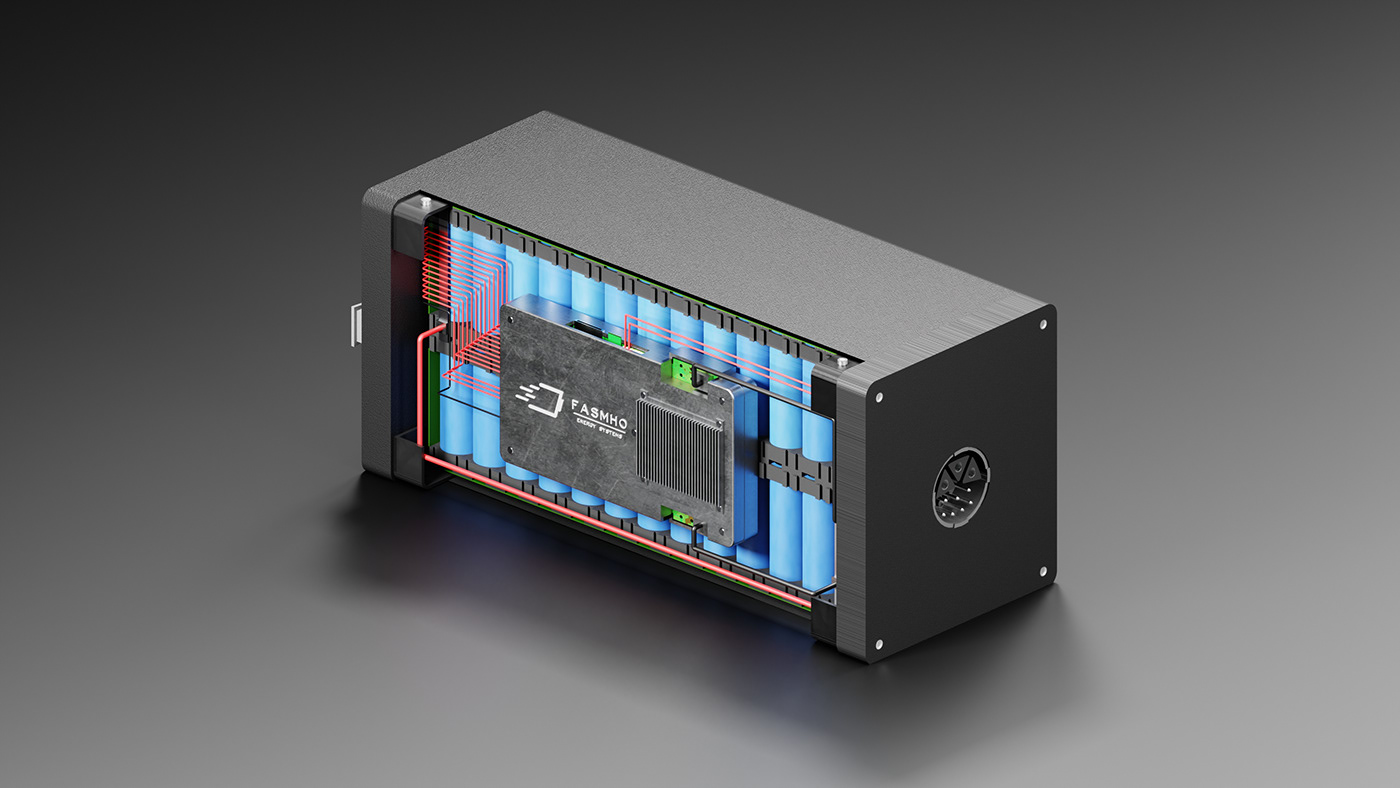 battery 3D Render visualization blender 3d modeling Battery Management System batterypack