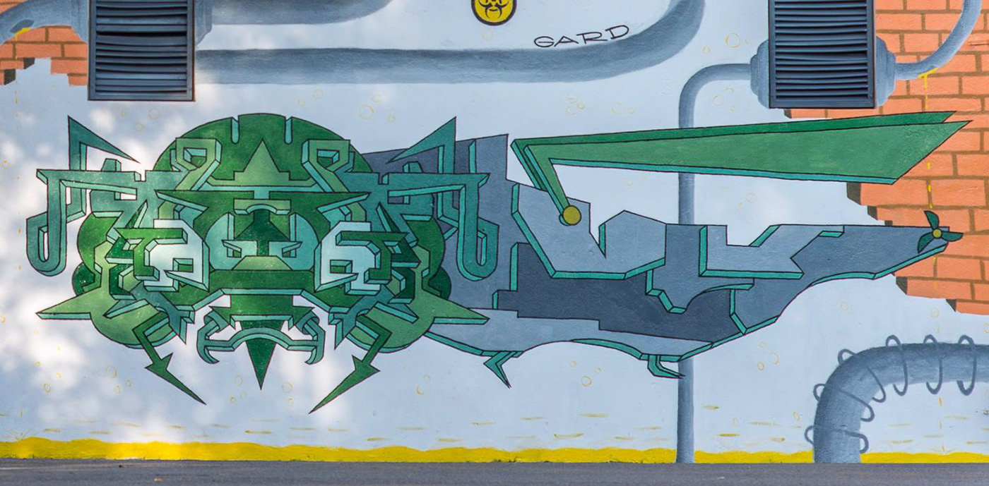 3D illustration biohazard bugs Graffiti green Insects radioactive streetart wall yellow