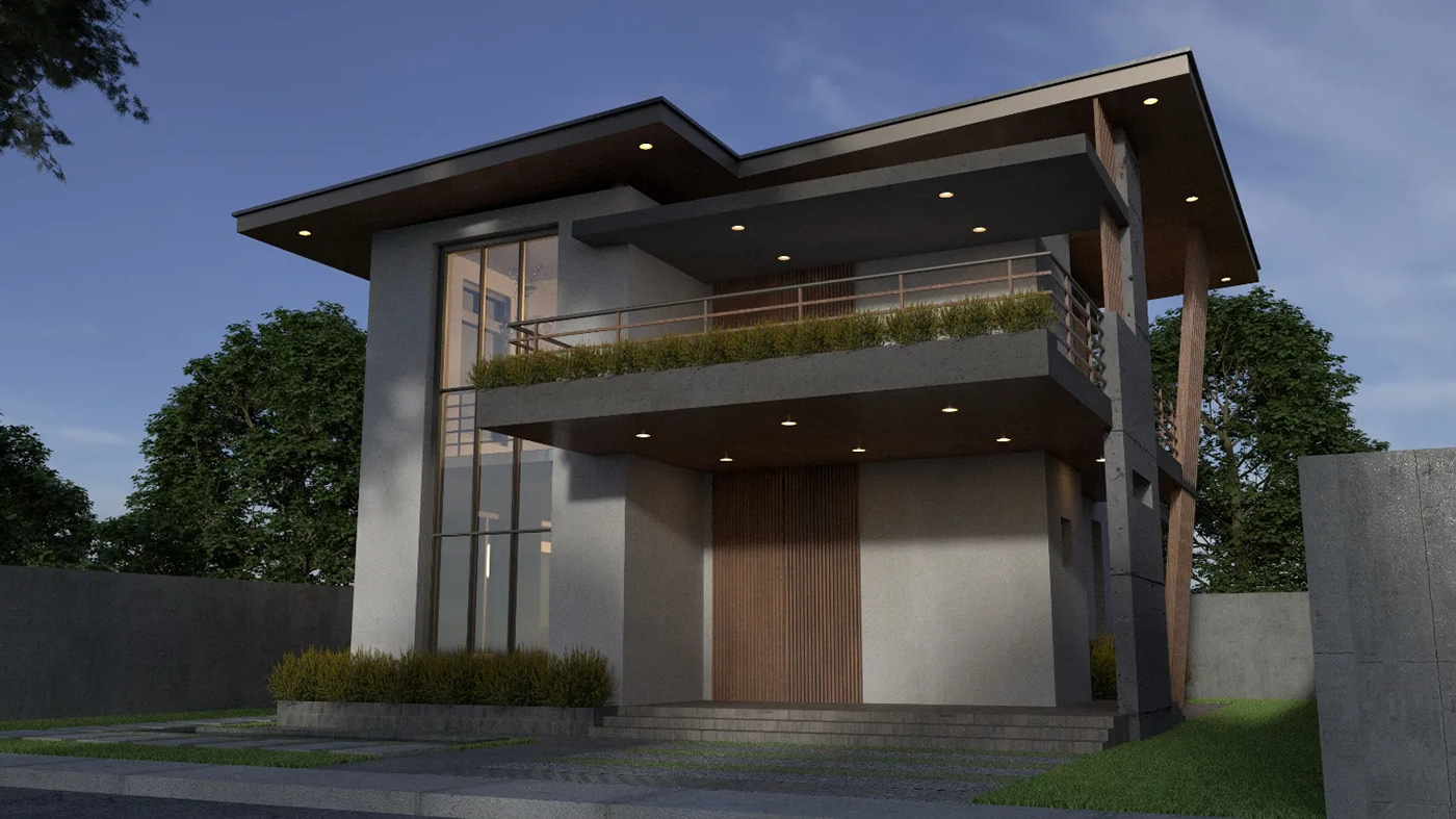 conrete contemporary architecture wood AutoCAD photoshop SketchUP vray