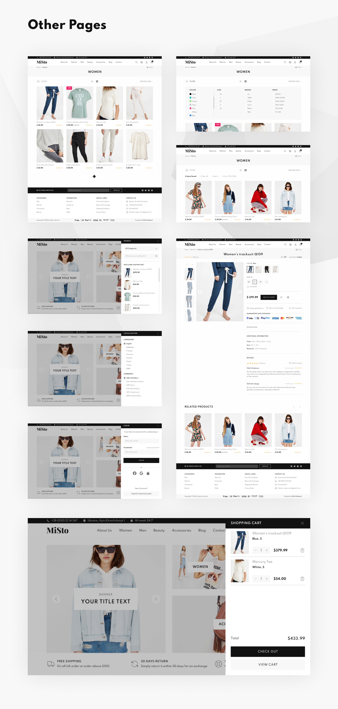 Free, E-commerce, Template, Store, Shop, UI, UX, Clean, Minimalist Web Design