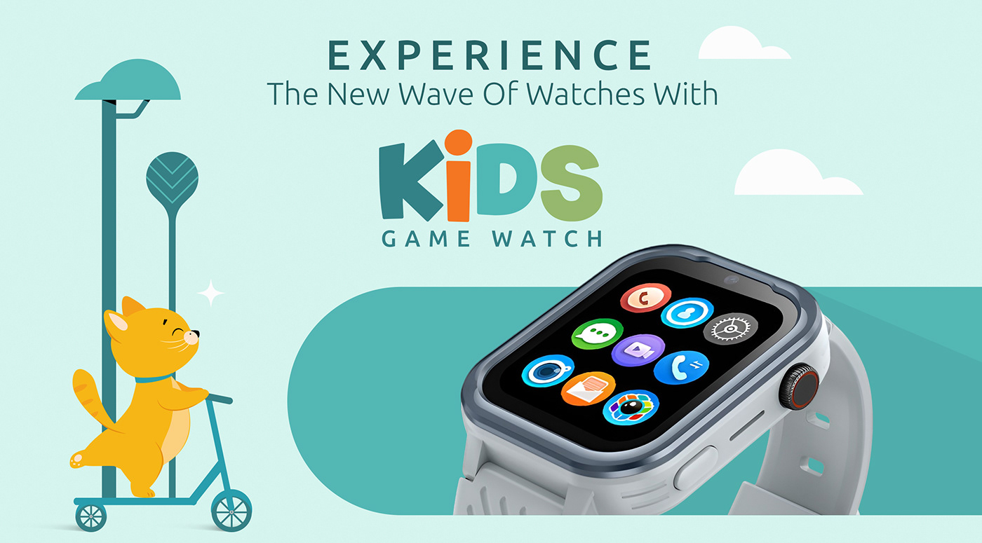 kids smartwatch Packaging ILLUSTRATION  graphic design  3D motion graphics  brand identity Advertising  visual identity