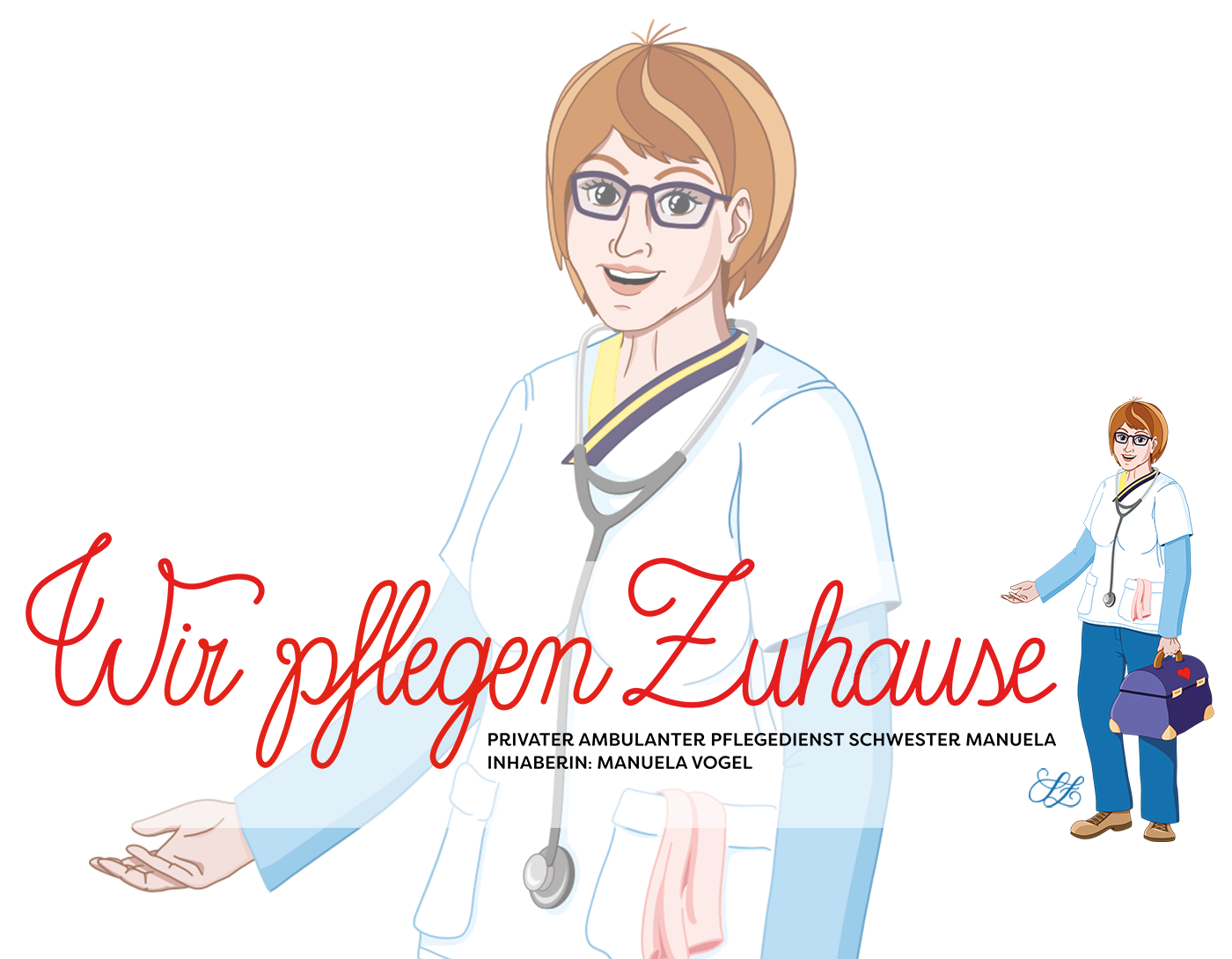 Pflegedienst nurse redesign logo LOGOBANNER ILLUSTRATION  typodesign lettering